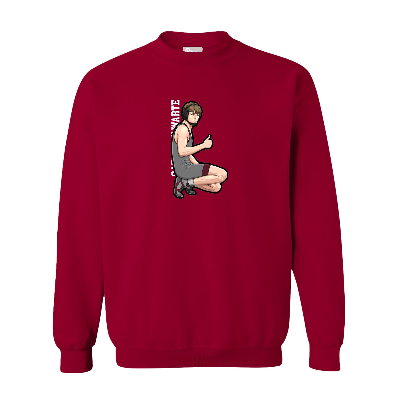Fleece Crew — Name Vertical in Cardinal