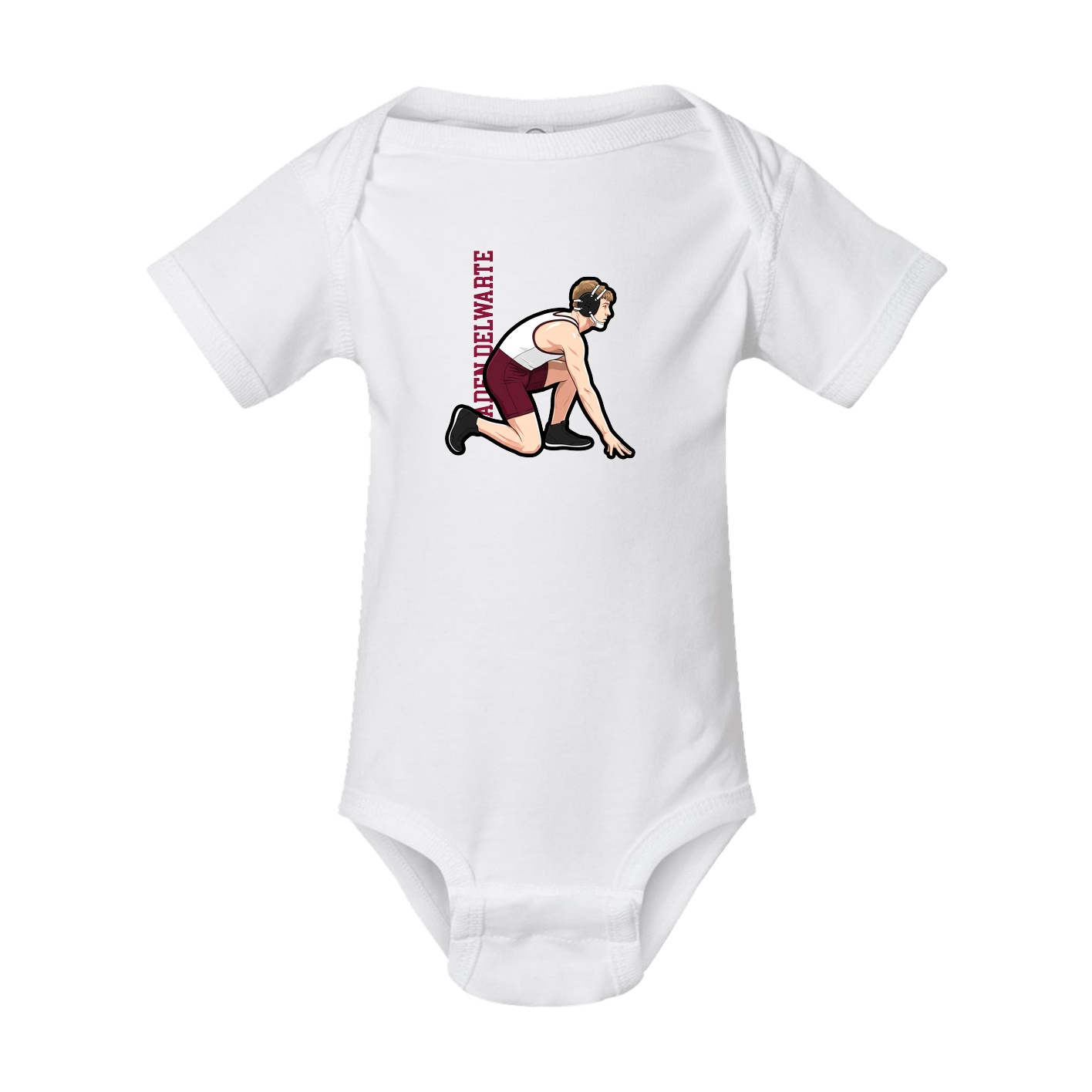Baby Onesie — Name Vertical in White