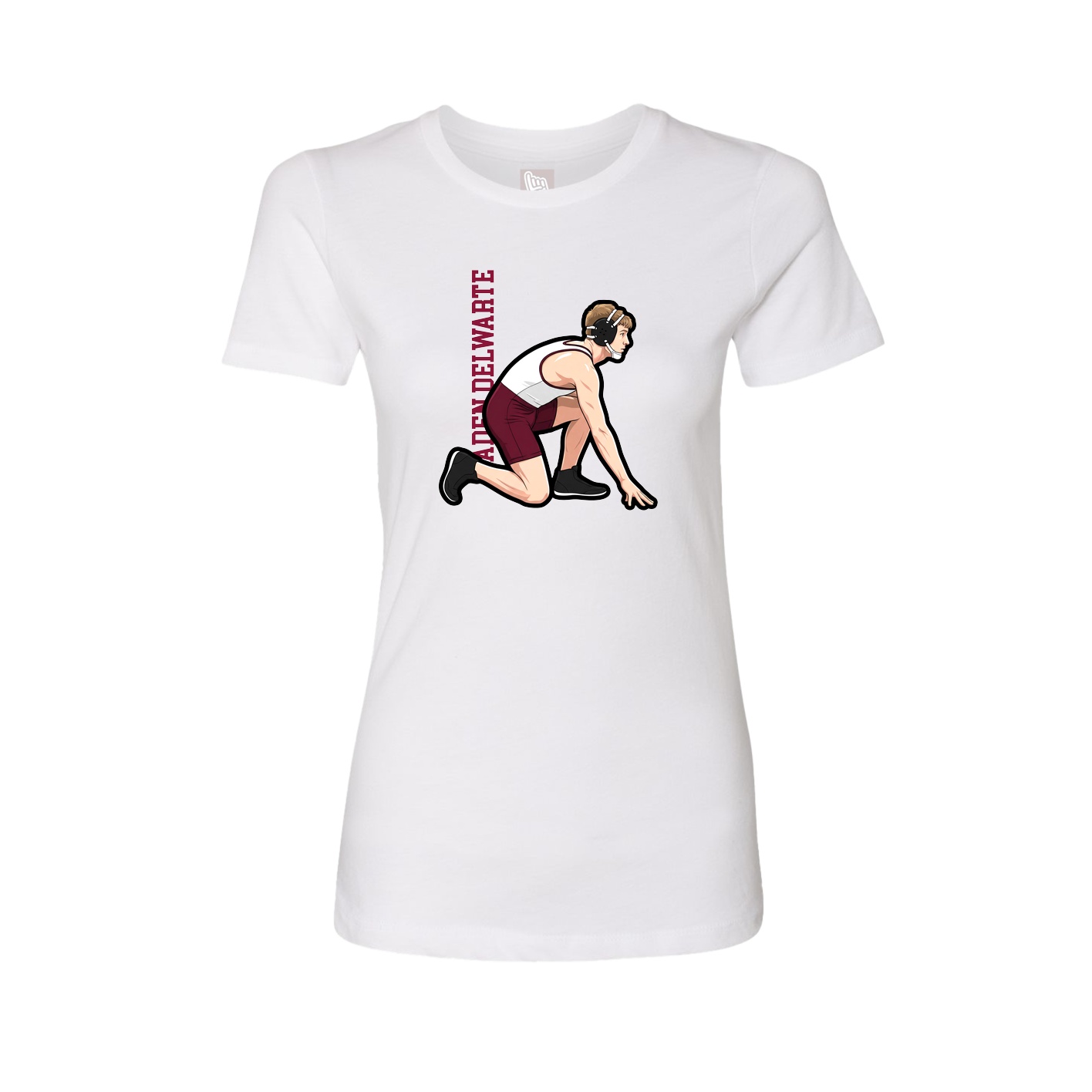 Fitted Women's Tee — Name Vertical in White