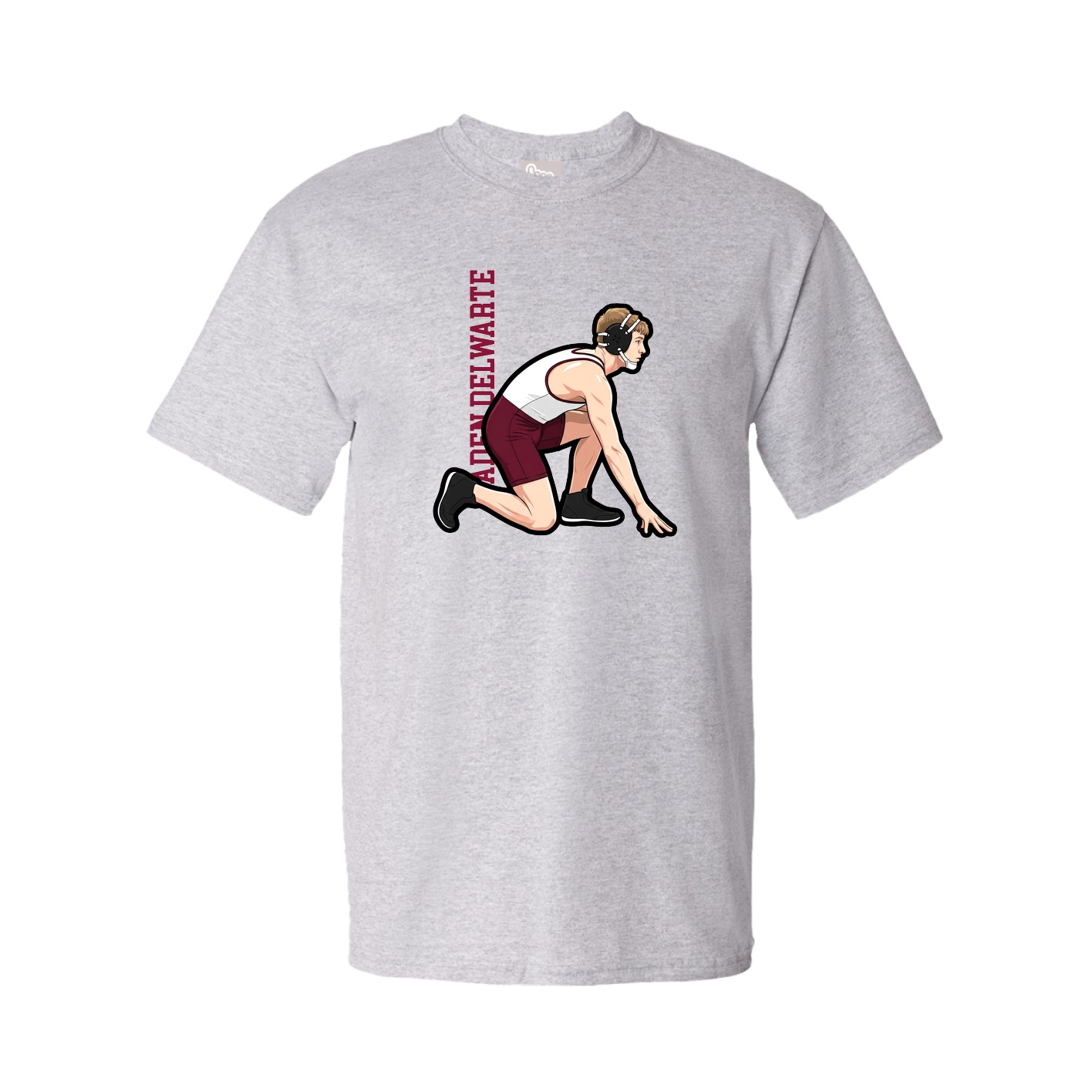 Youth Tee — Name Vertical in Grey