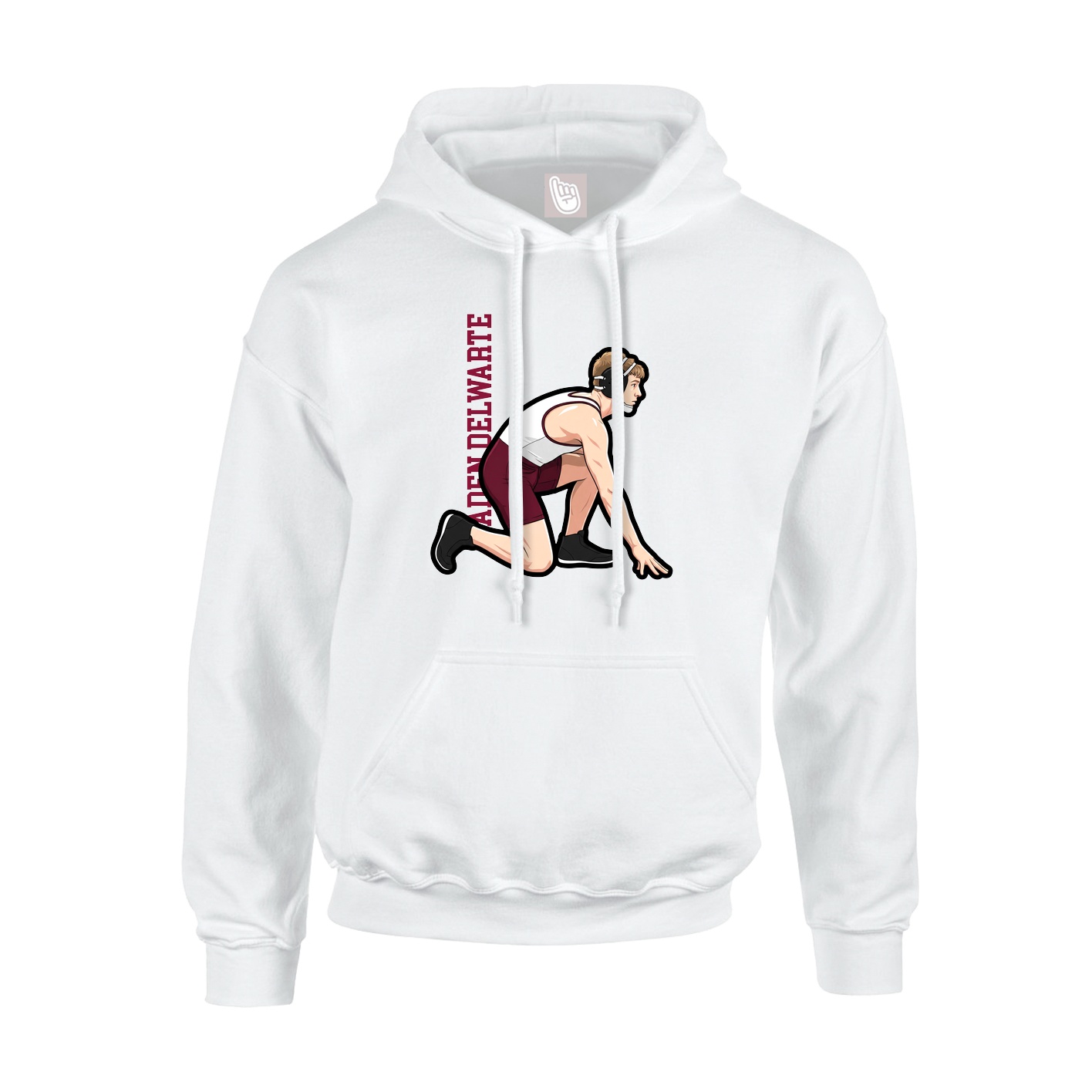 Youth Hoodie — Name Vertical in White