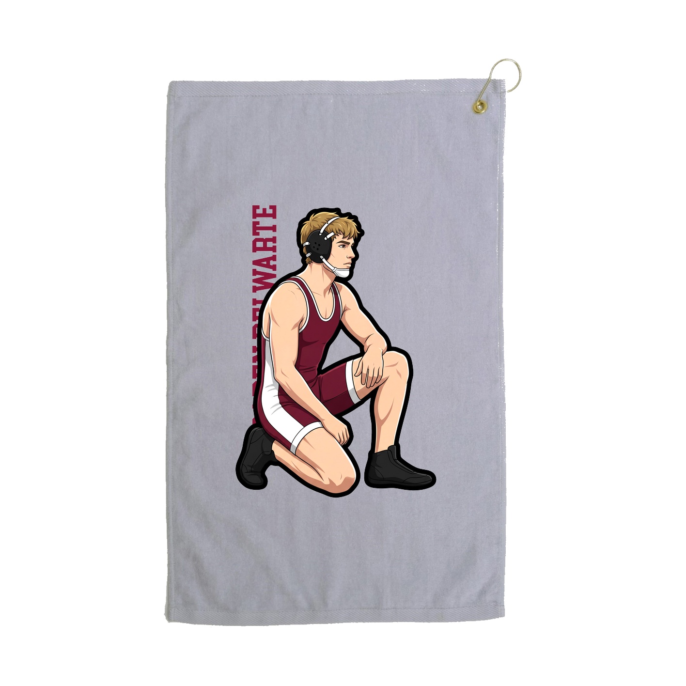 Golf Towel — Name Vertical in Grey