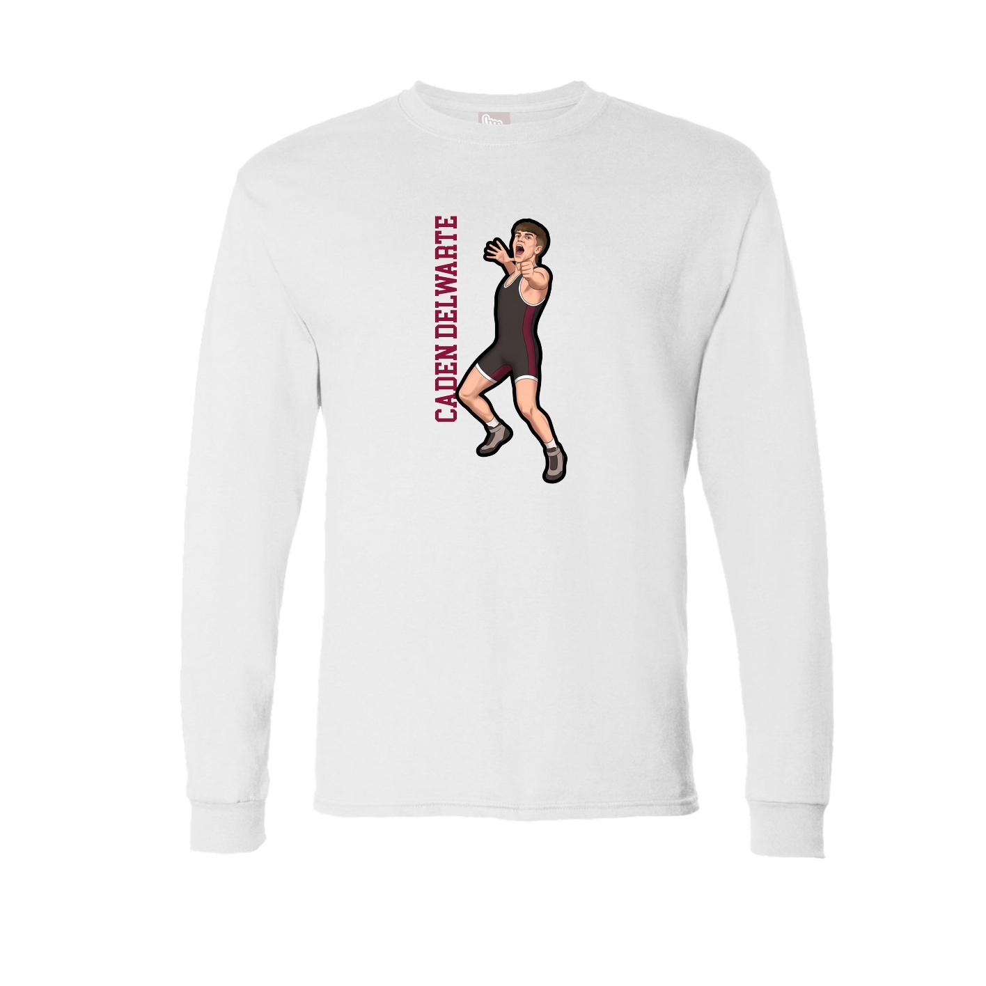 Long Sleeve Tee — Name Vertical in White
