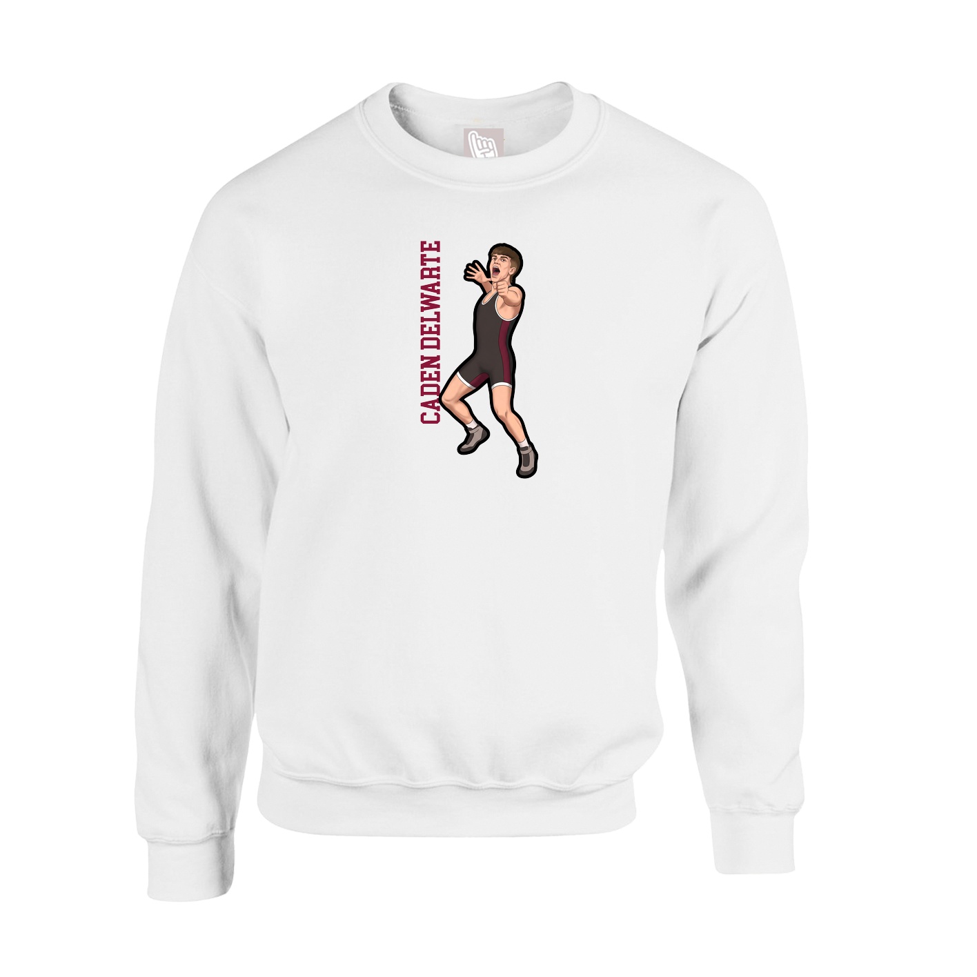 Fleece Crew — Name Vertical in White