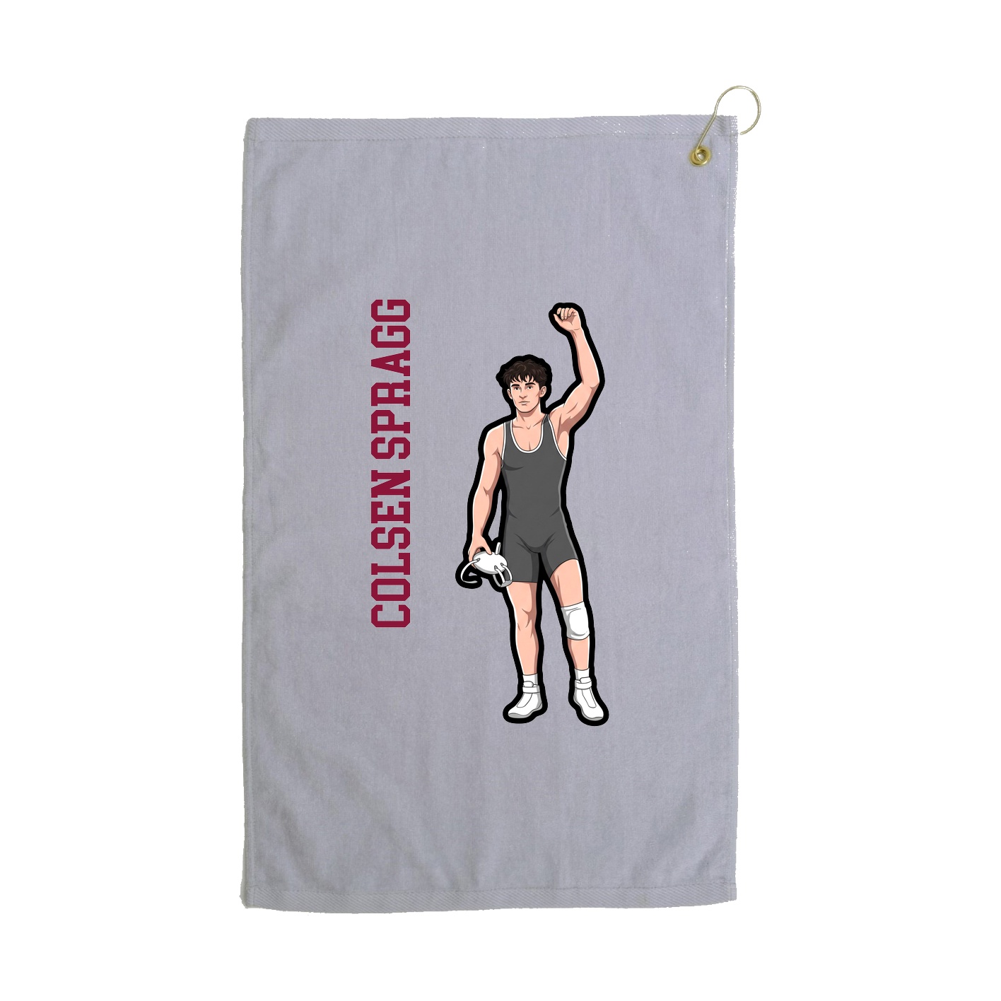 Golf Towel — Name Vertical in Grey
