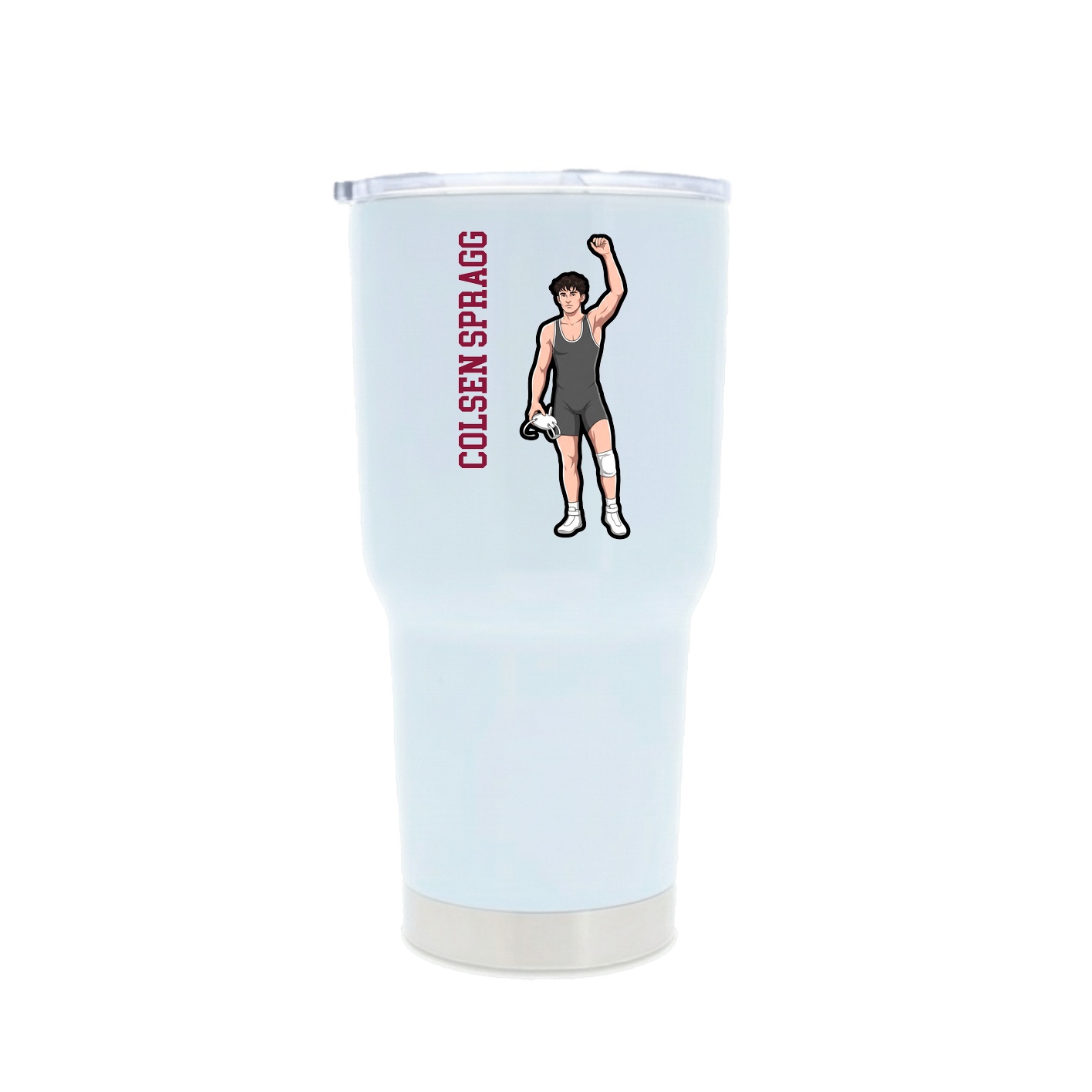 30oz Stainless Steel Tumbler — Name Vertical in White