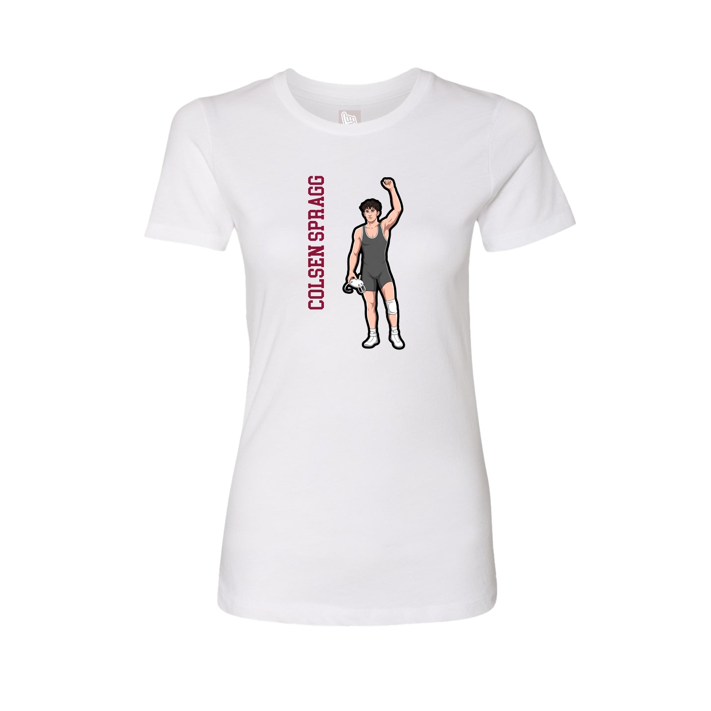 Womens Tee — Name Vertical in White