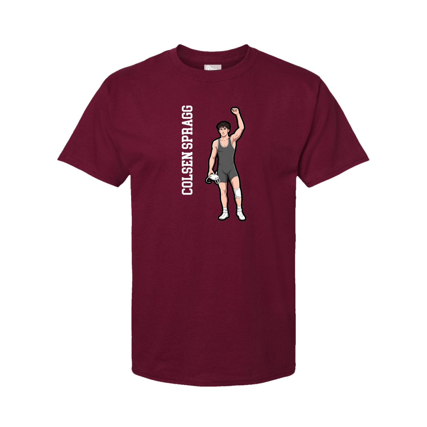 Youth Tee — Name Vertical in Cardinal
