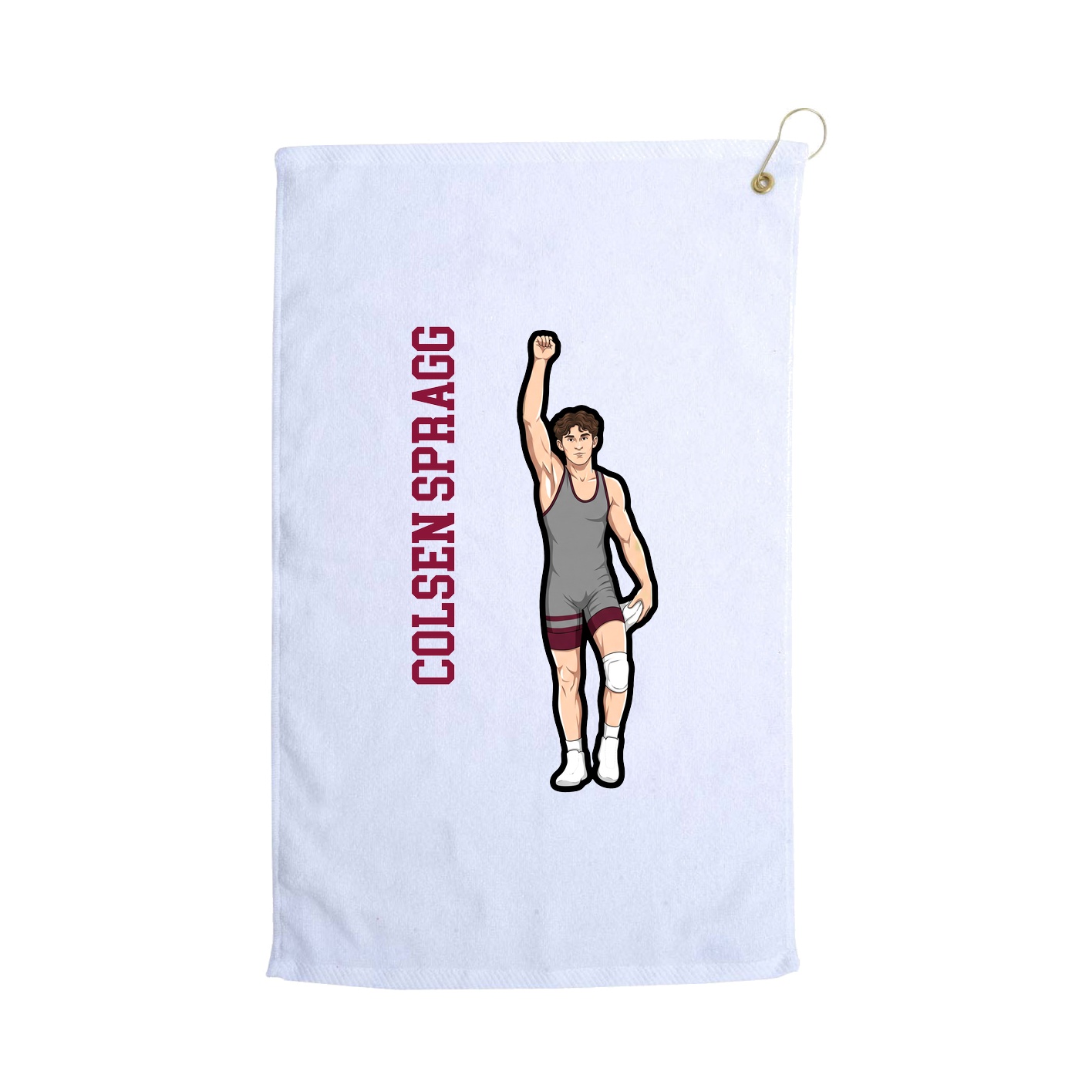 Golf Towel — Name Vertical in White