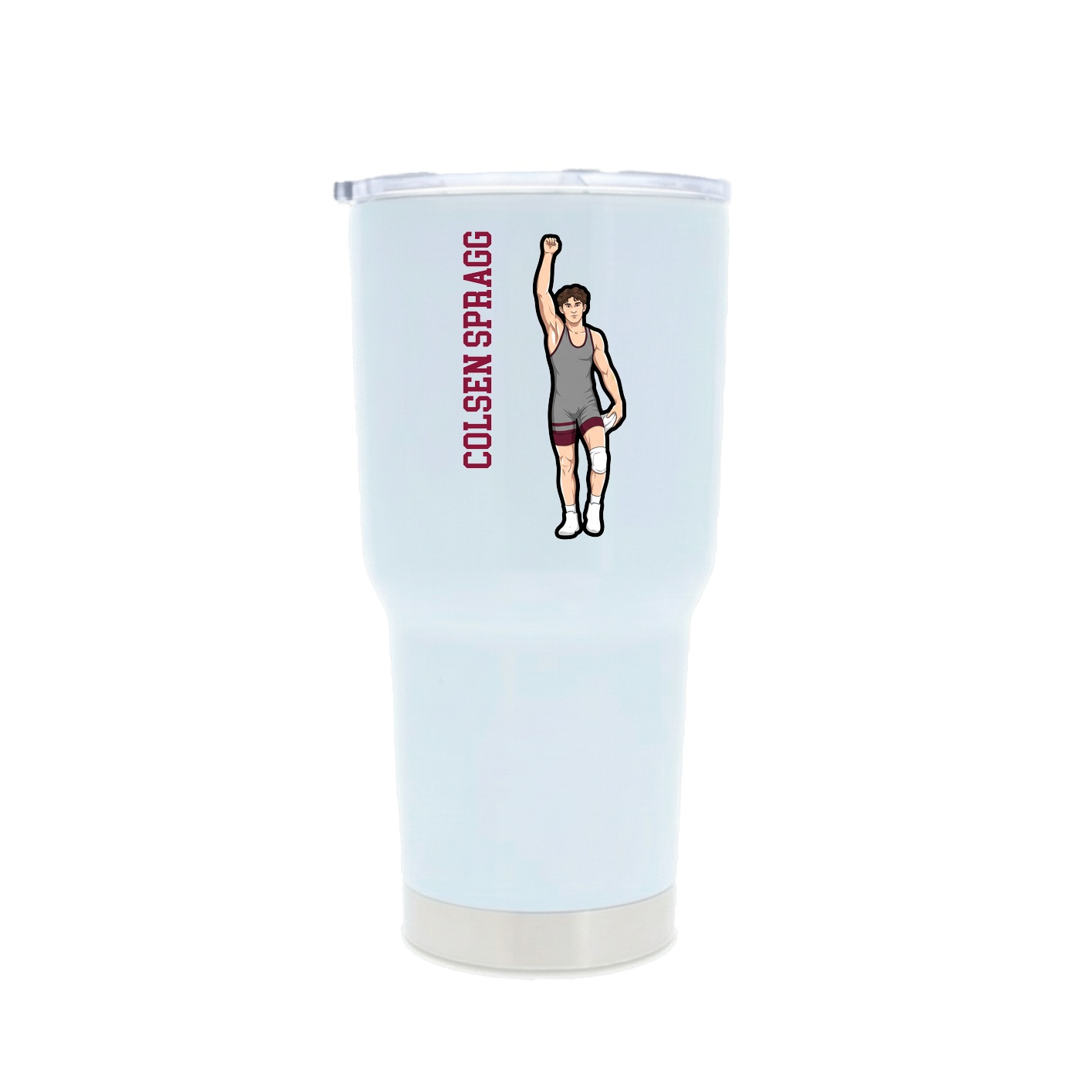 30oz Stainless Steel Tumbler — Name Vertical in White