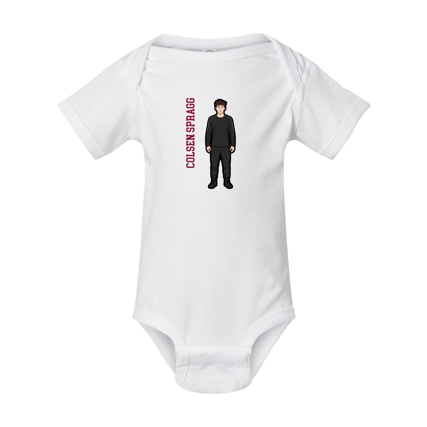 Baby Onesie — Name Vertical in White
