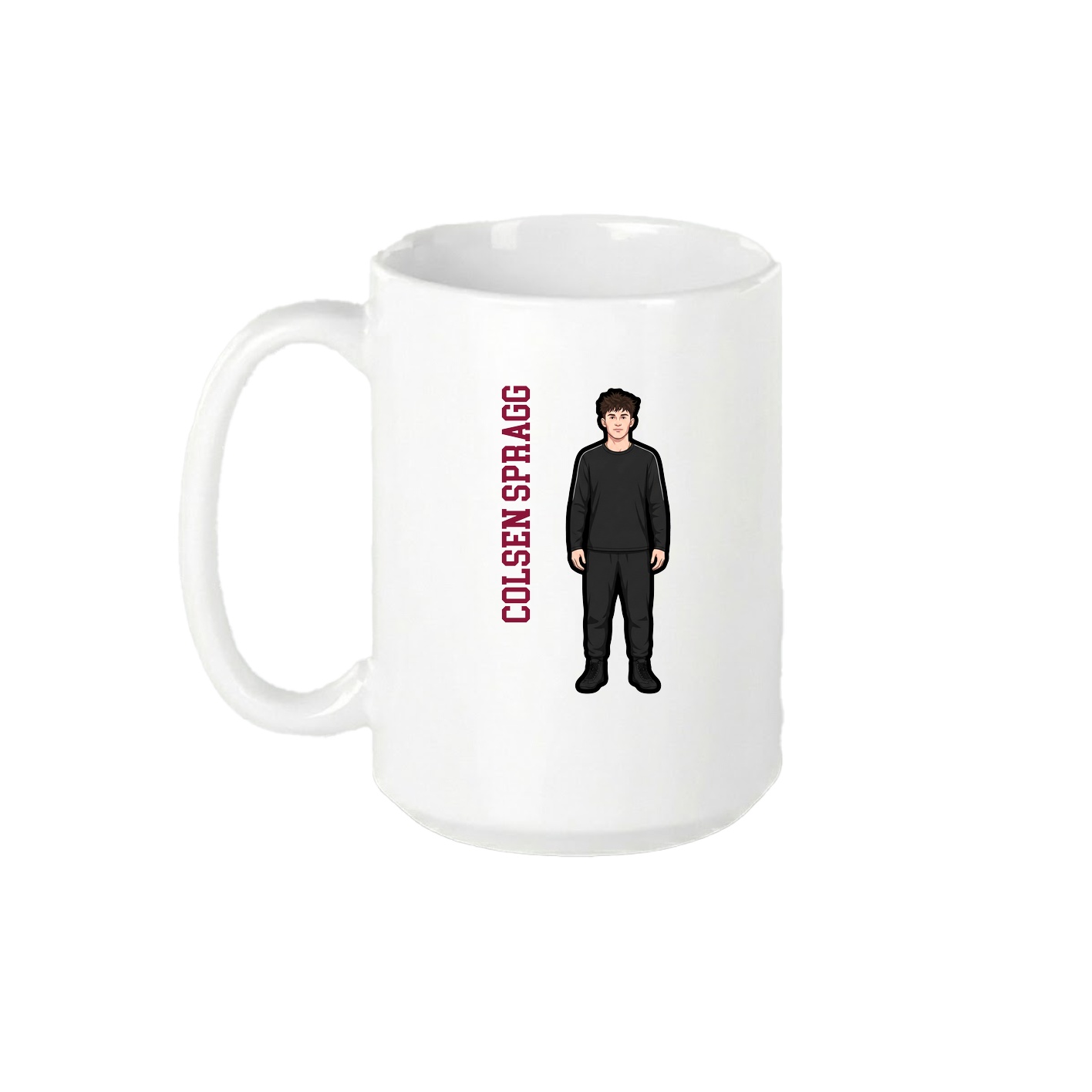 15oz Coffee Mug — Name Vertical in White