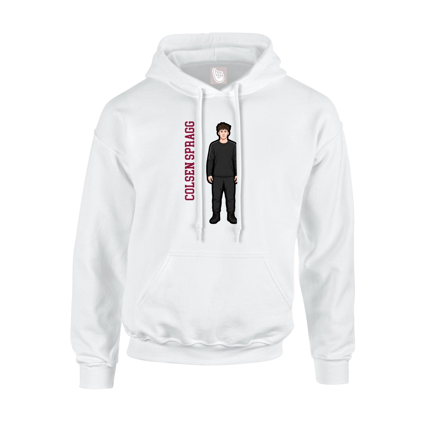 Youth Hoodie — Name Vertical in White