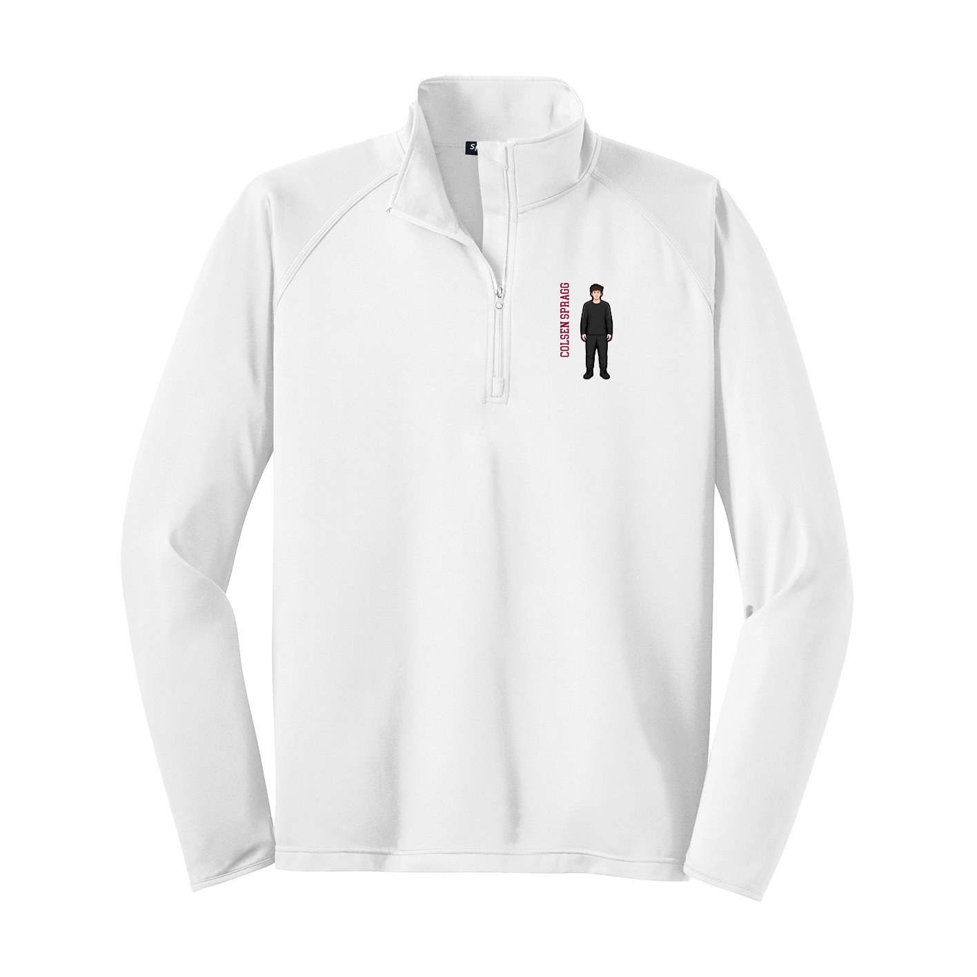 Q-Zip Pullover — Name Vertical in White