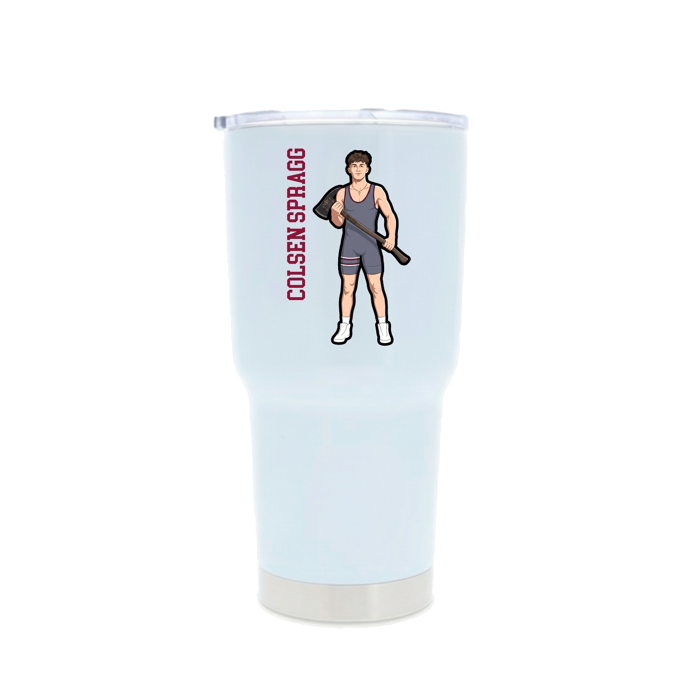 30oz Stainless Steel Tumbler — Name Vertical in White