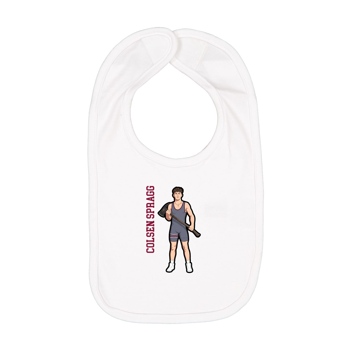Infant Bib — Name Vertical in White