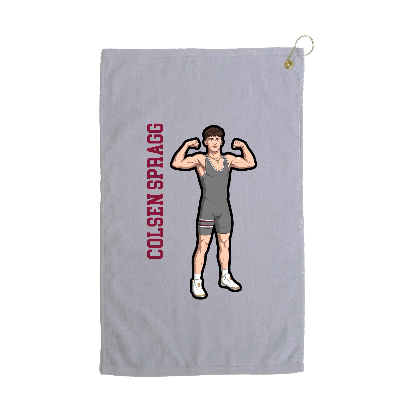 Golf Towel — Name Vertical in Grey