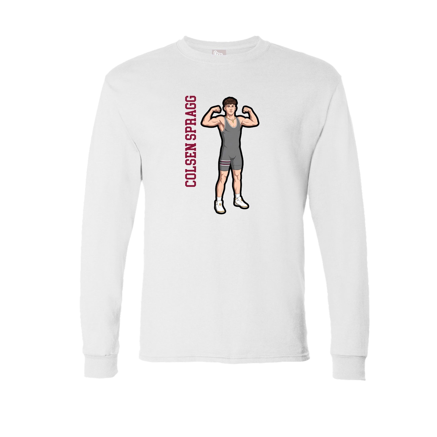 Long Sleeve Tee — Name Vertical in White