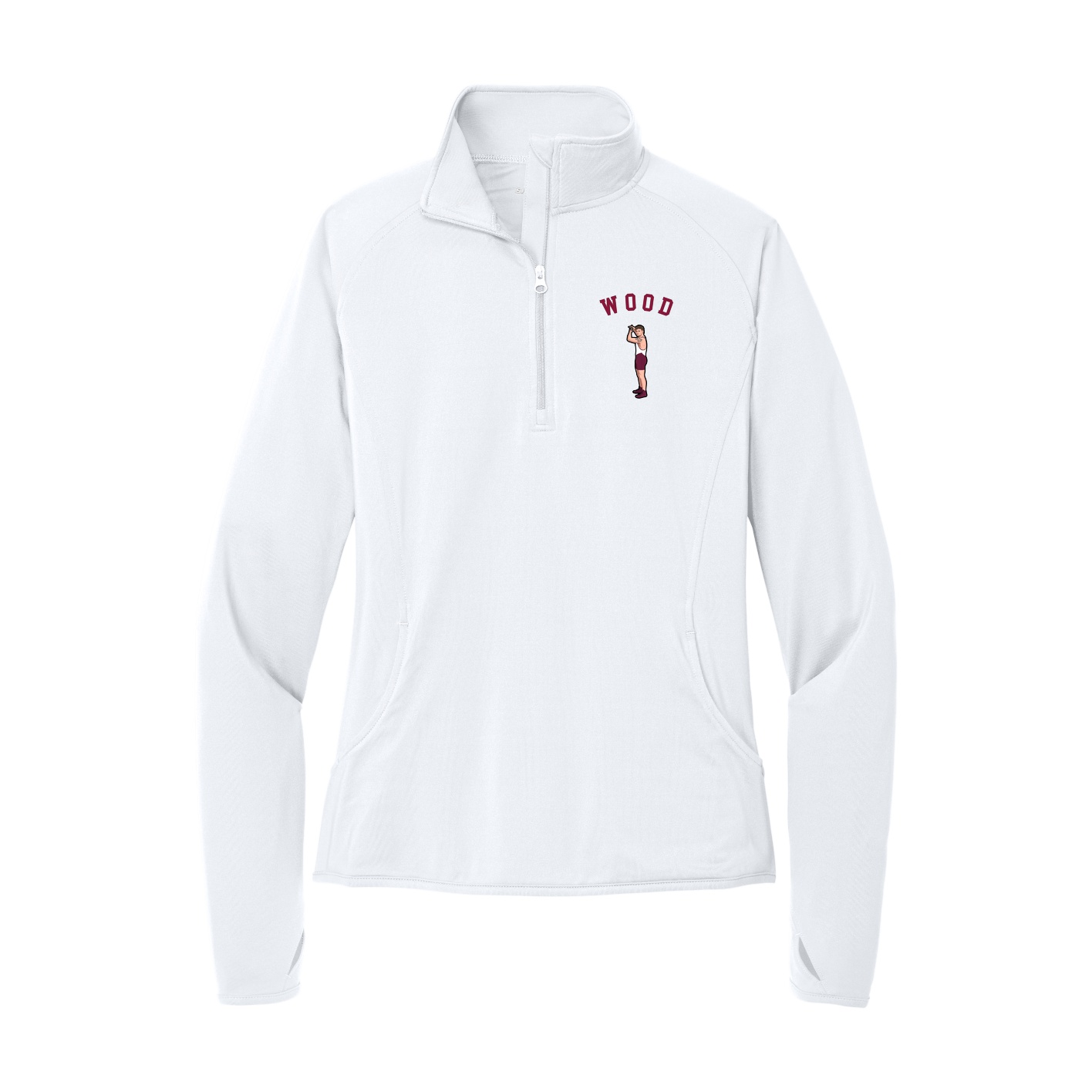 Women's Q-Zip Pullover — Shirsey Arch in White