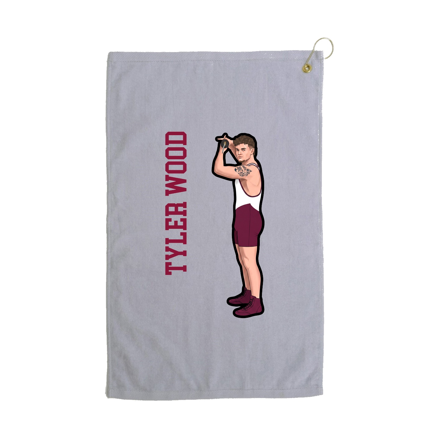 Golf Towel — Name Vertical in Grey