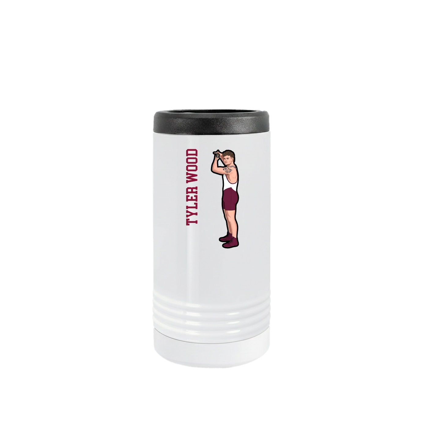 Slim Beverage Holder — Name Vertical in White
