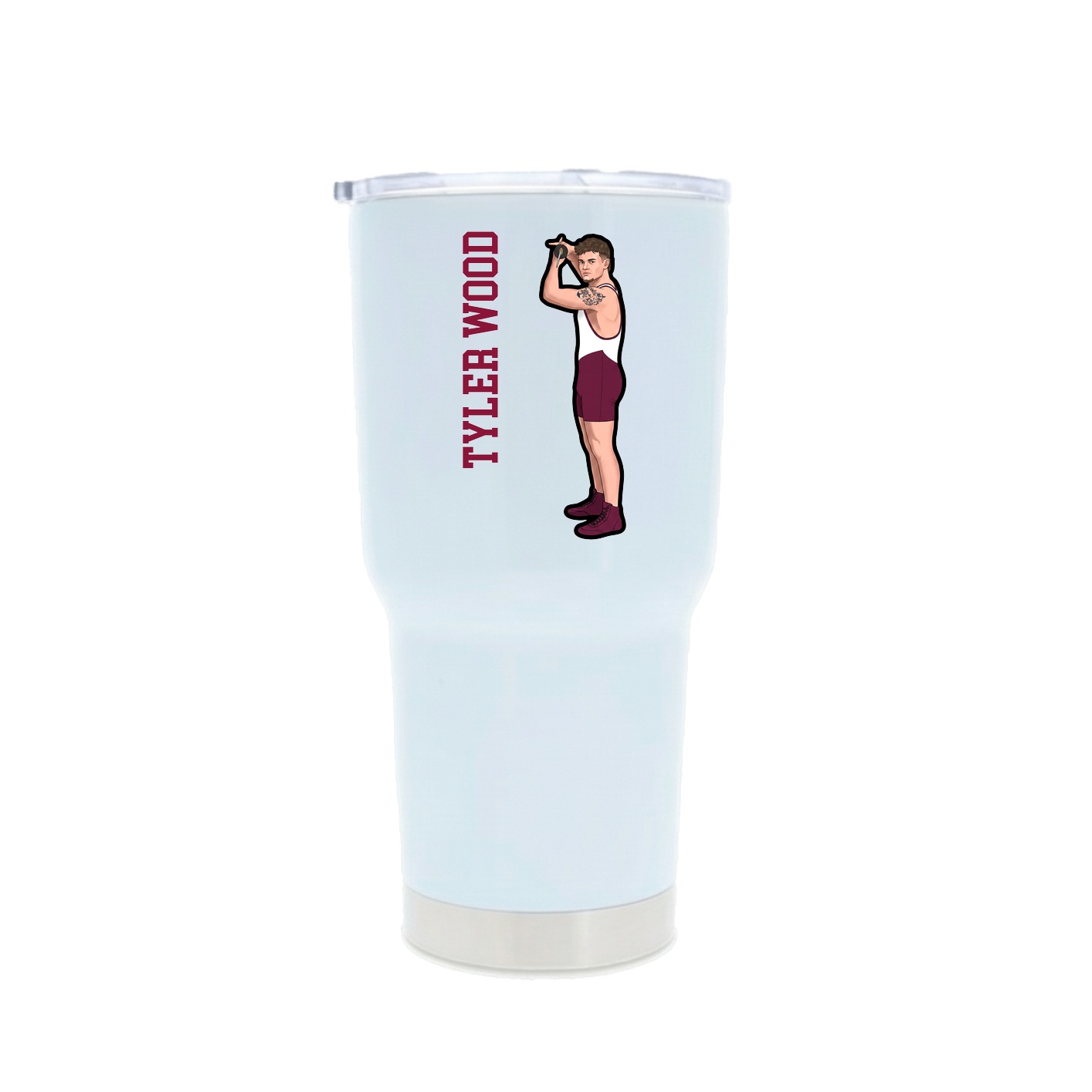 30oz Stainless Steel Tumbler — Name Vertical in White