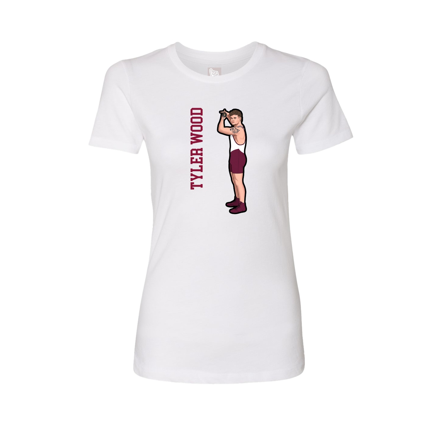 Womens Tee — Name Vertical in White