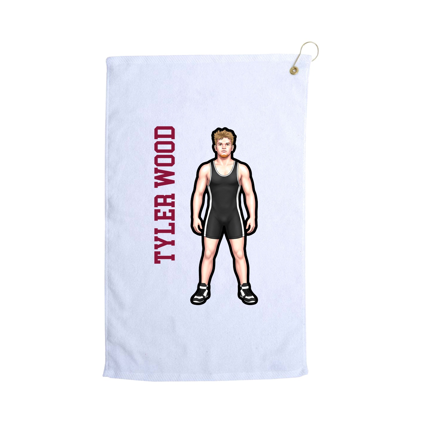 Golf Towel — Name Vertical in White