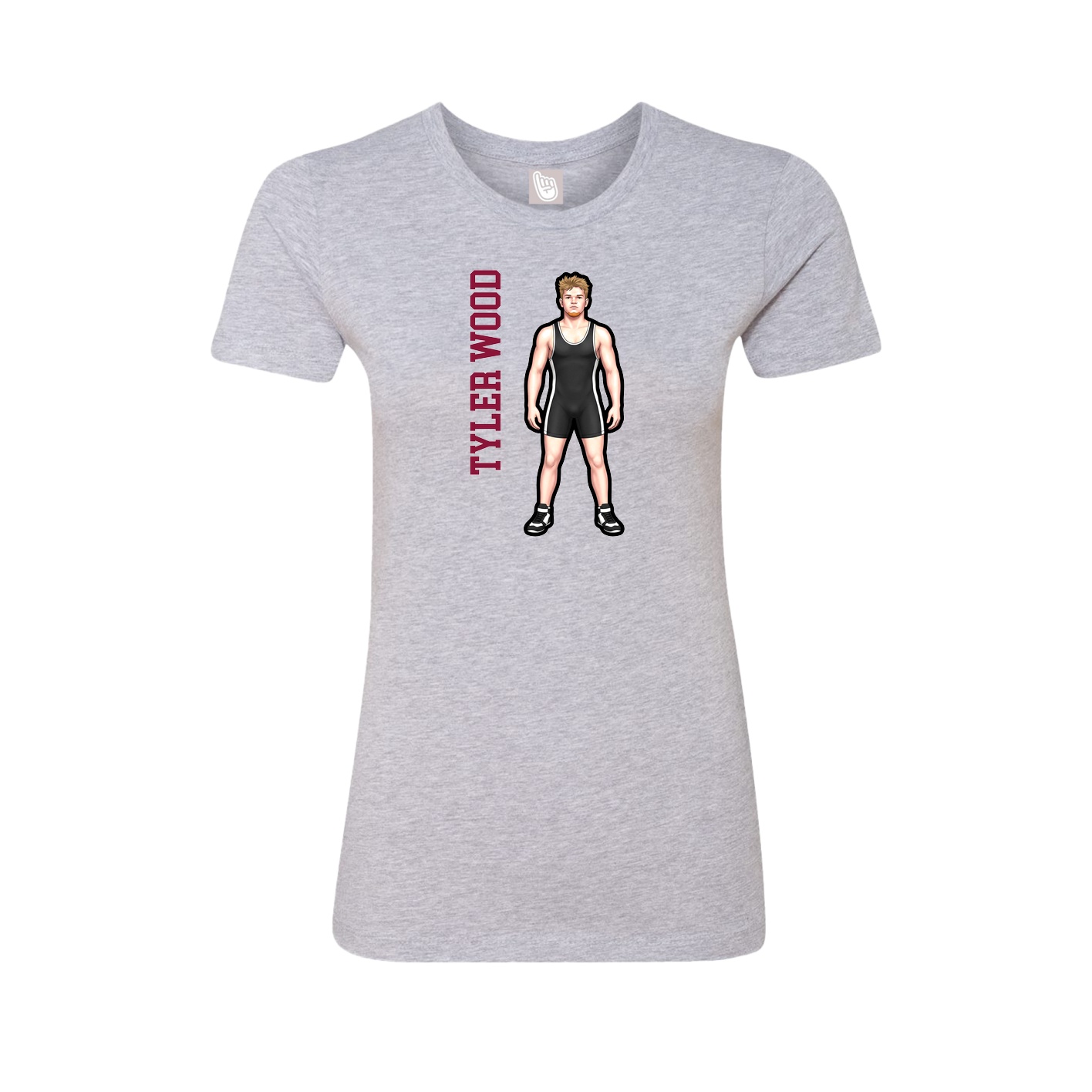 Womens Tee — Name Vertical in Grey