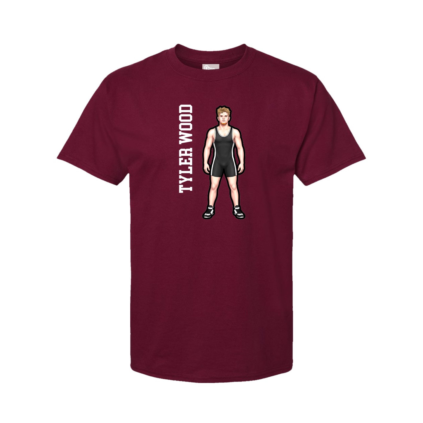 Youth Tee — Name Vertical in Cardinal