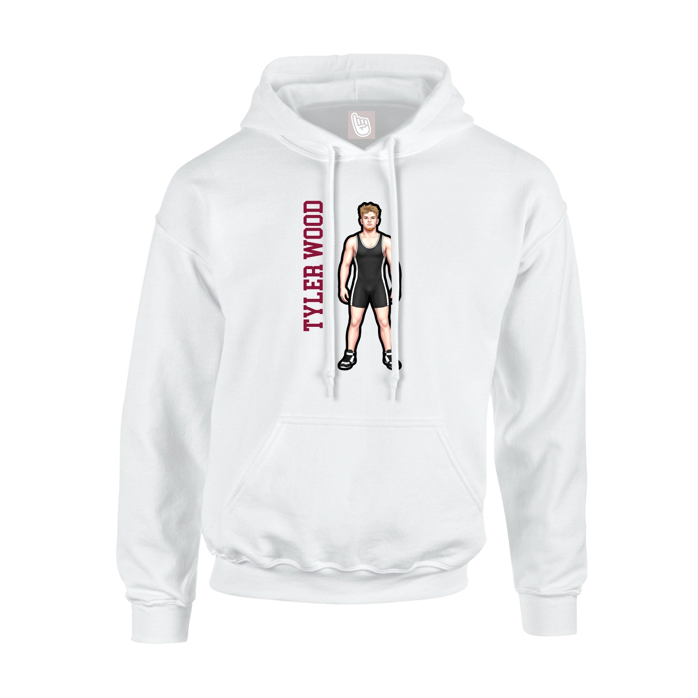 Youth Hoodie — Name Vertical in White