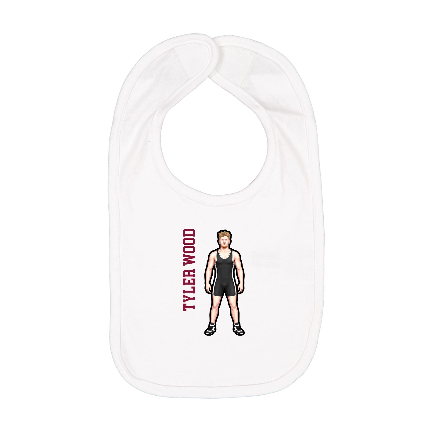 Infant Bib — Name Vertical in White