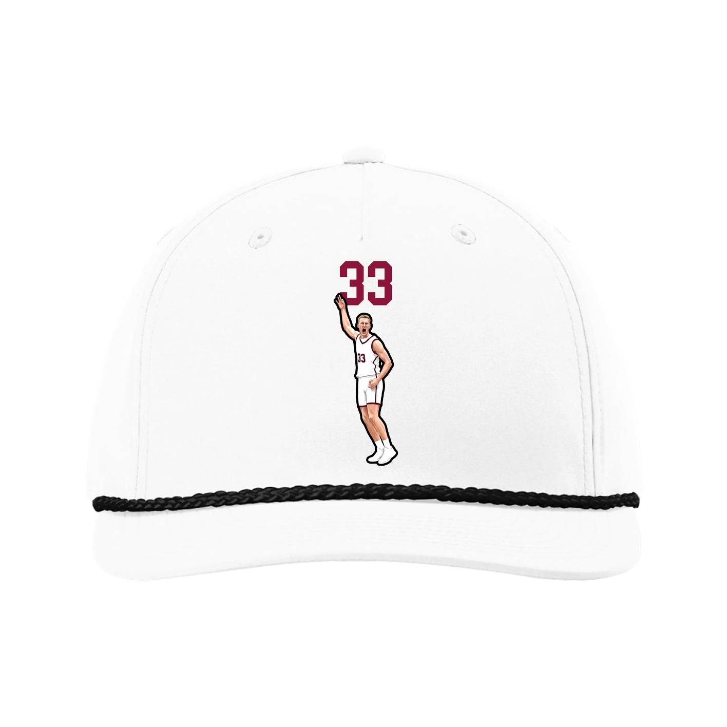 Five-Panel Classic Rope Cap — Number Top in White