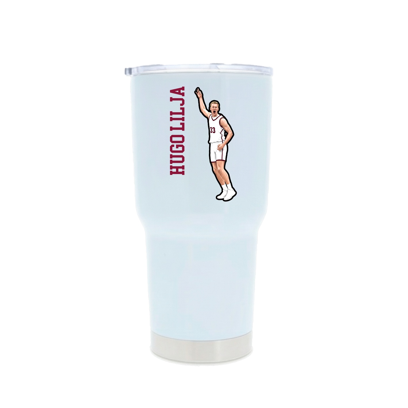 30oz Stainless Steel Tumbler — Name Vertical in White