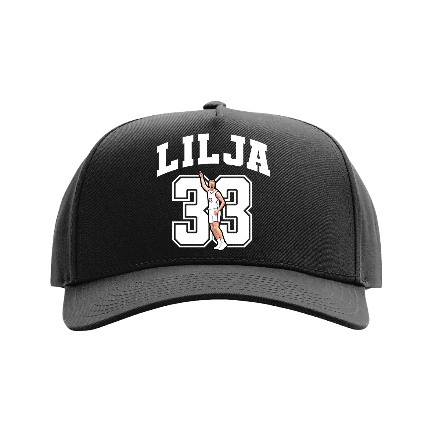 Full Fabric Five-Panel Champ Cap — Number in Black