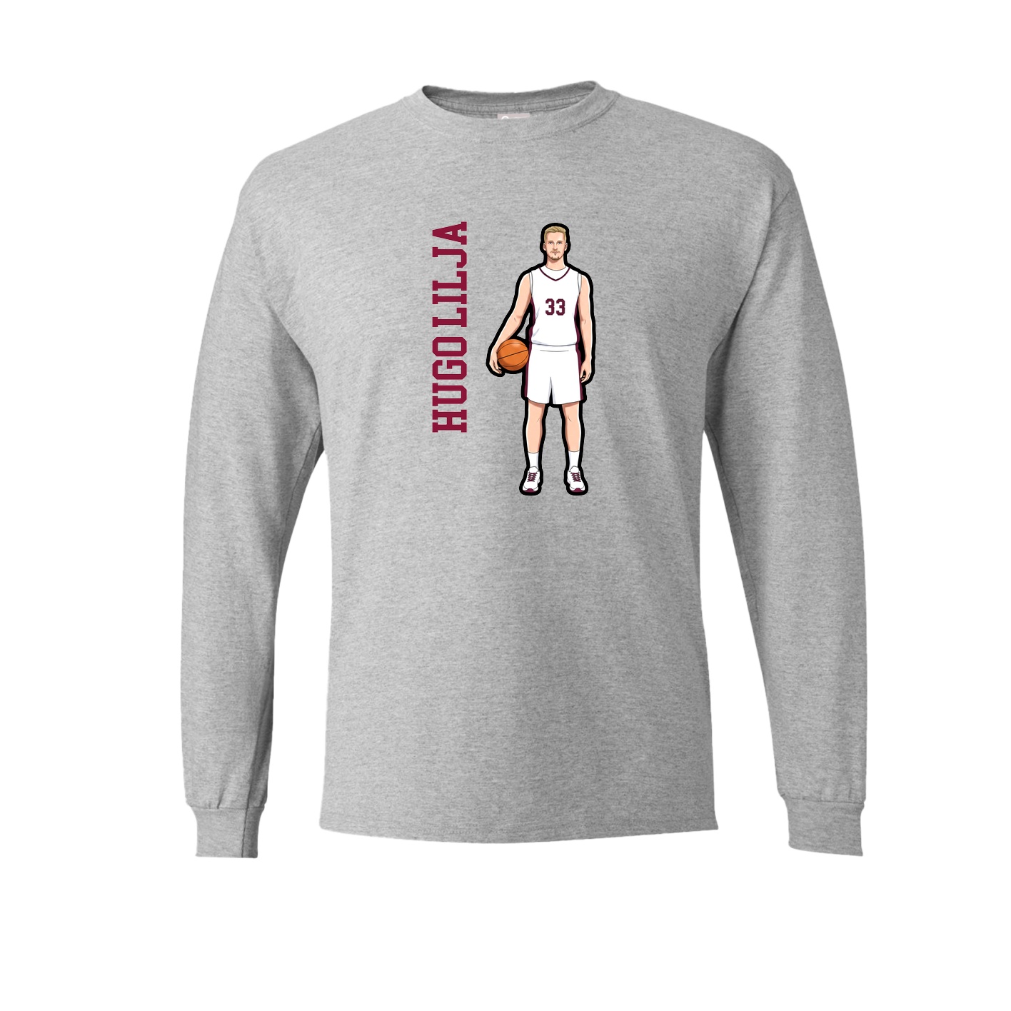 Long Sleeve Tee — Name Vertical in Grey
