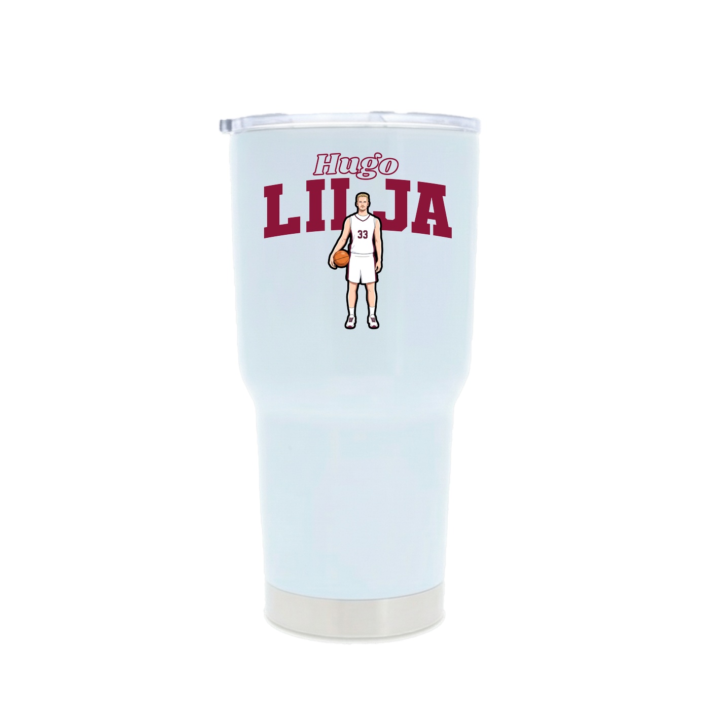 30oz Stainless Steel Tumbler — Name Arch in White