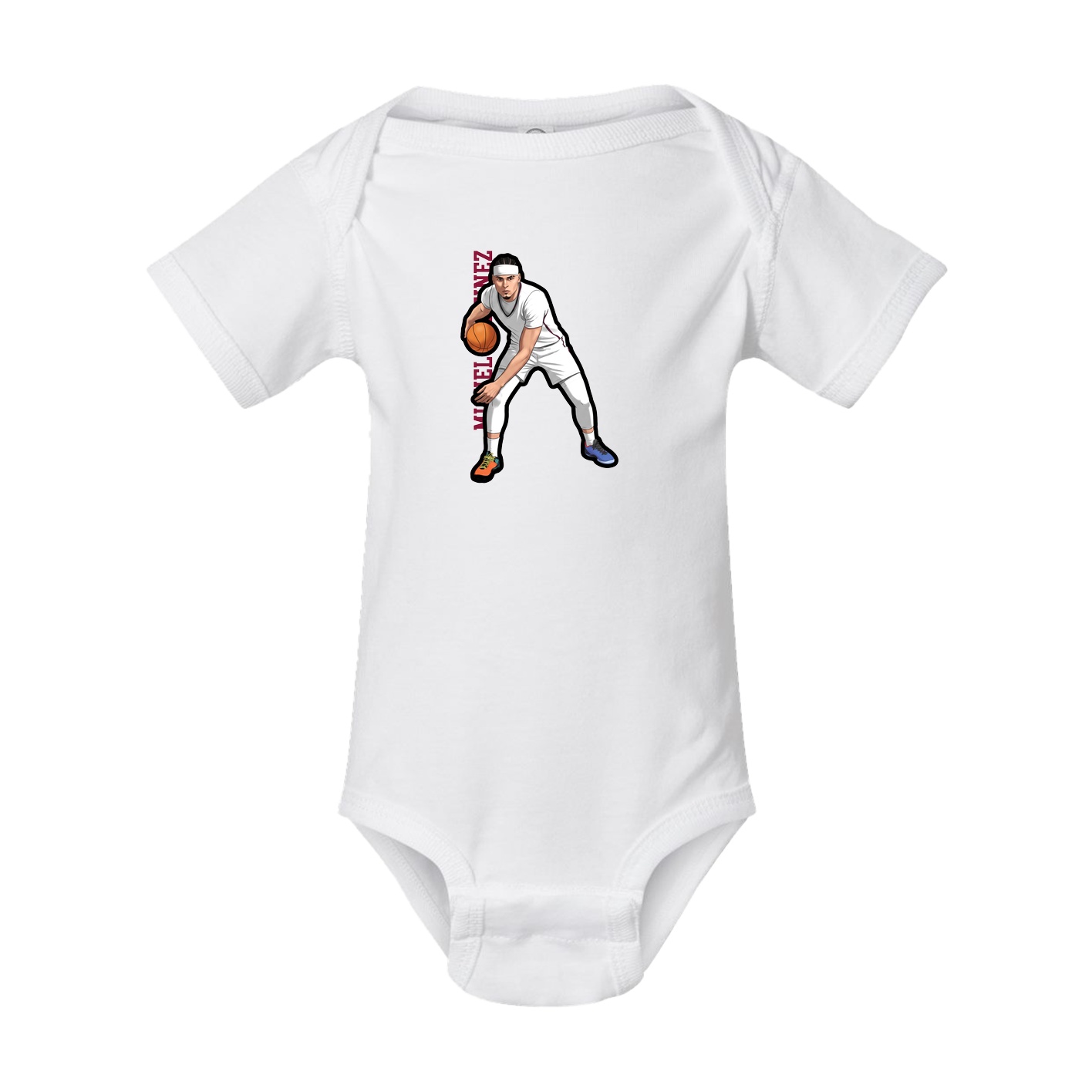 Baby Onesie — Name Vertical in White