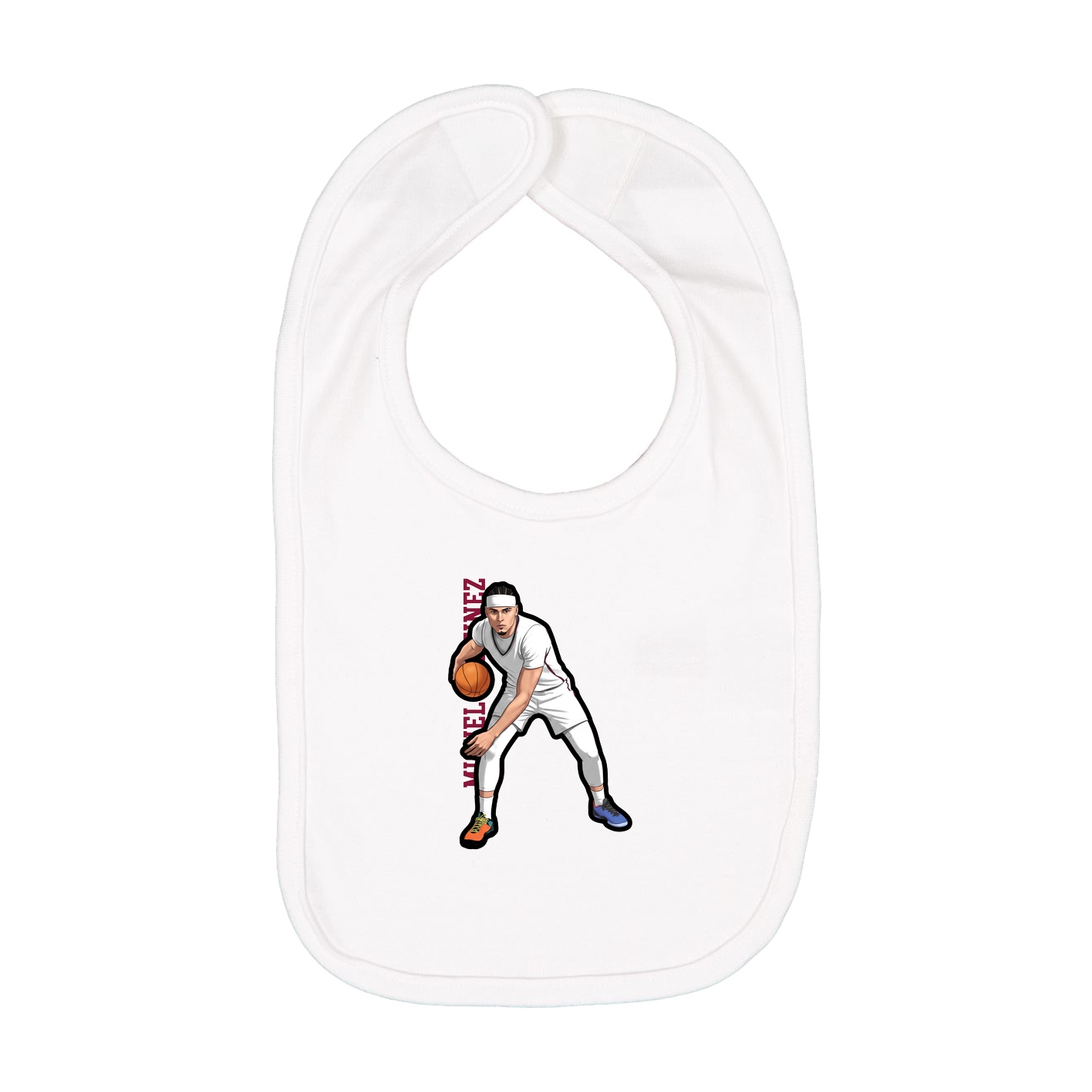 Infant Bib — Name Vertical in White