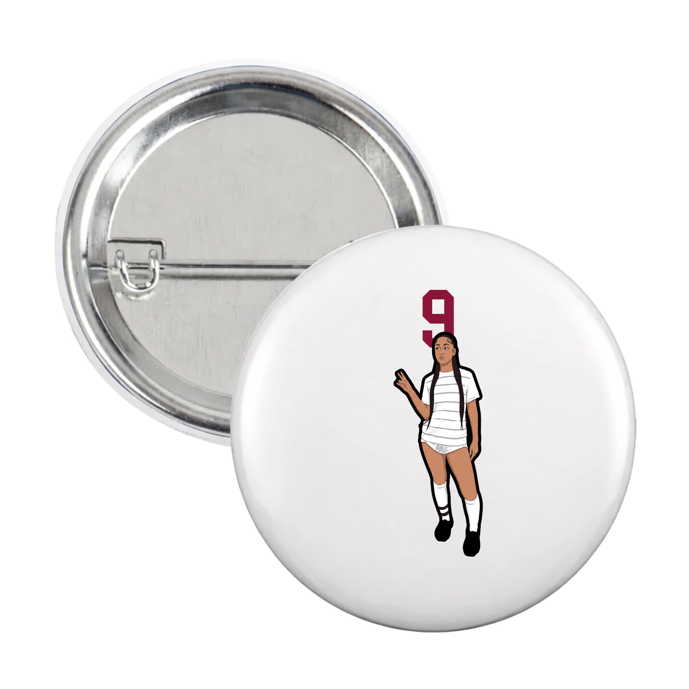 Game Day Button — Number Top in White