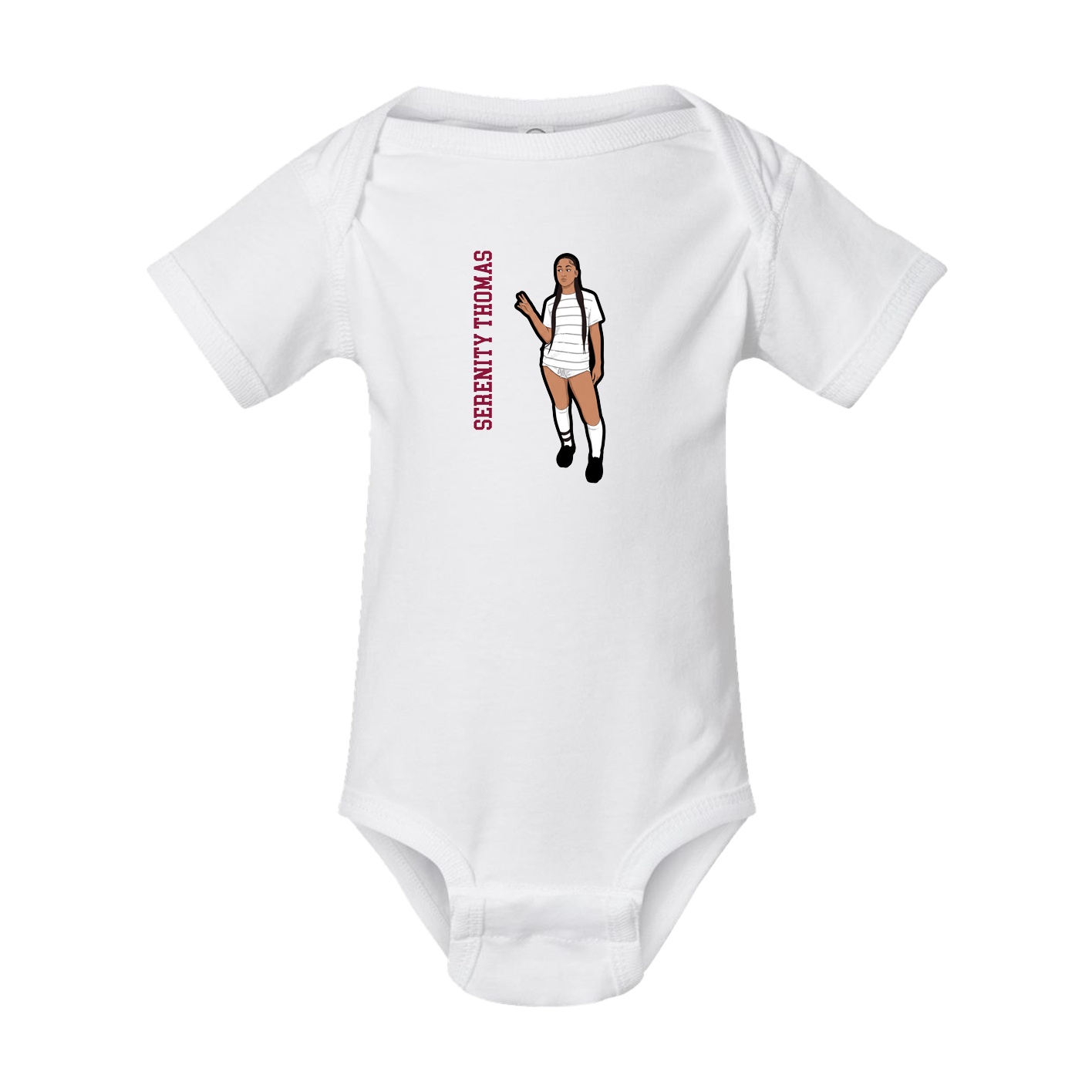 Baby Onesie — Name Vertical in White