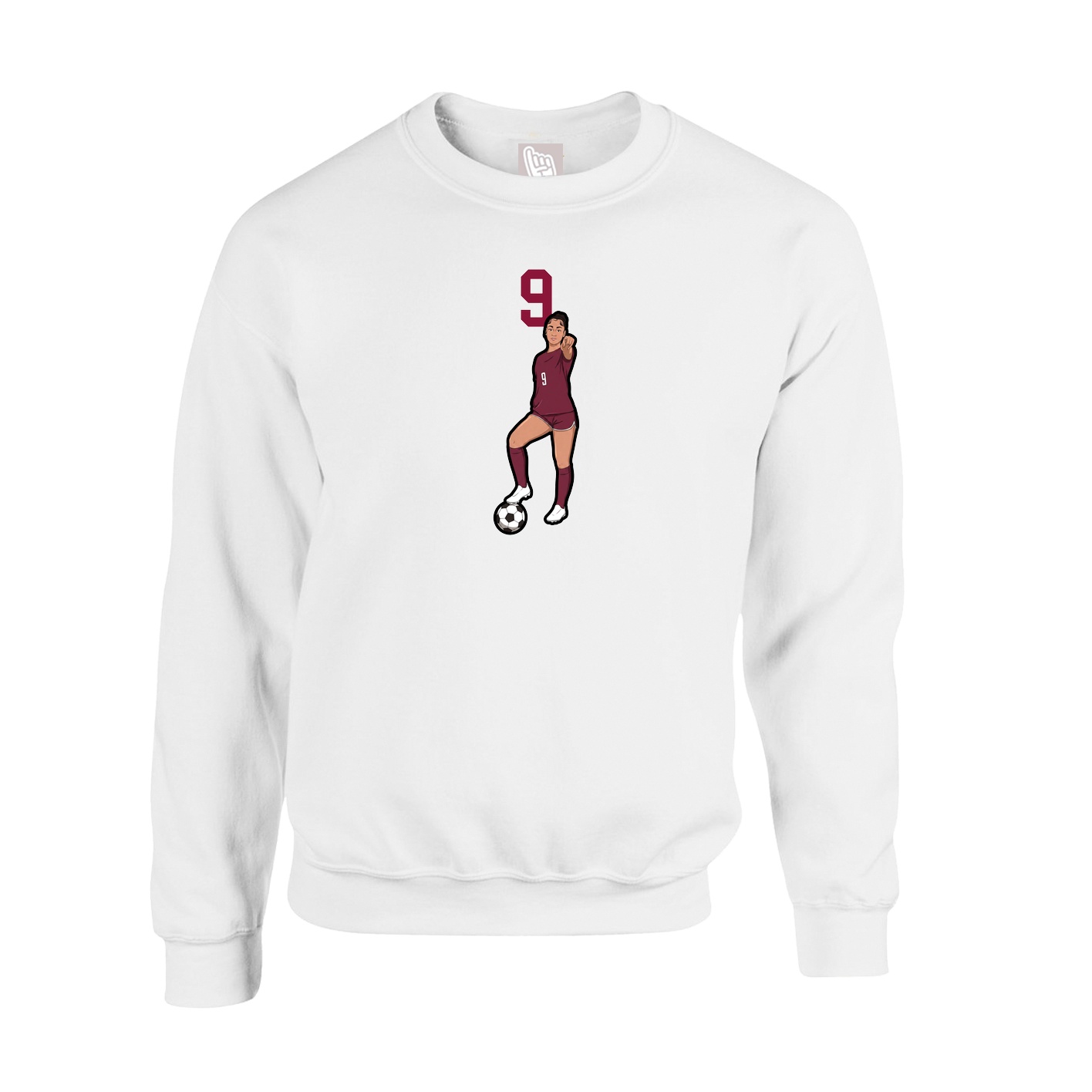 Fleece Crew — Number Top in White
