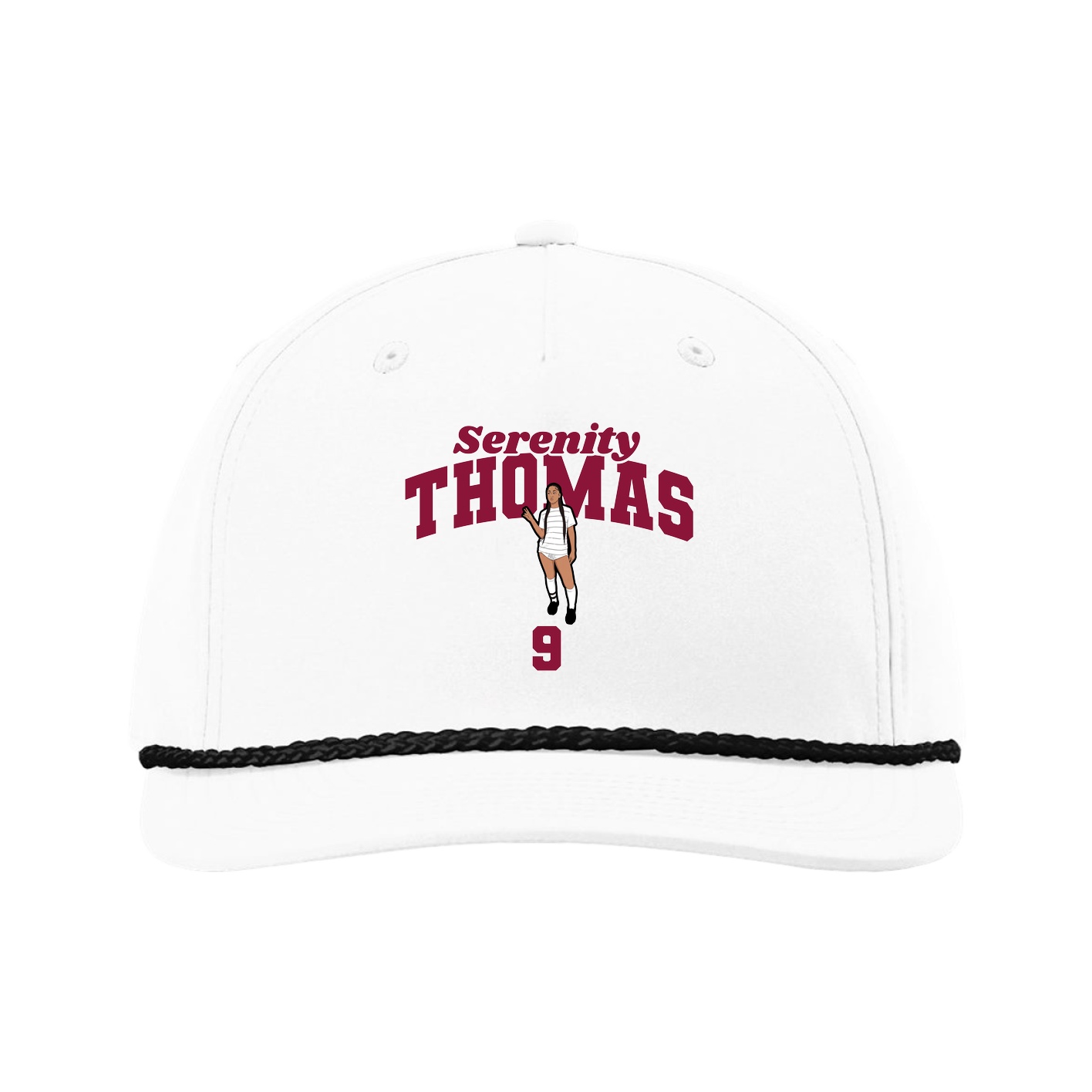 Five-Panel Classic Rope Cap — Signature Arch in White