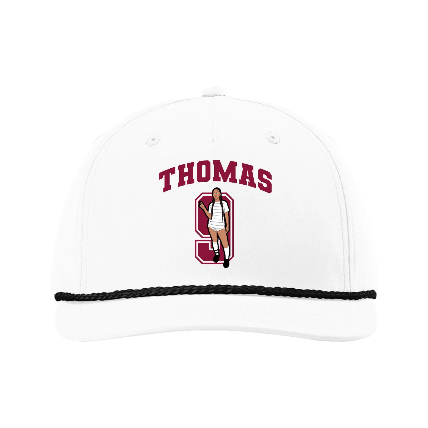 Five-Panel Classic Rope Cap — Number in White