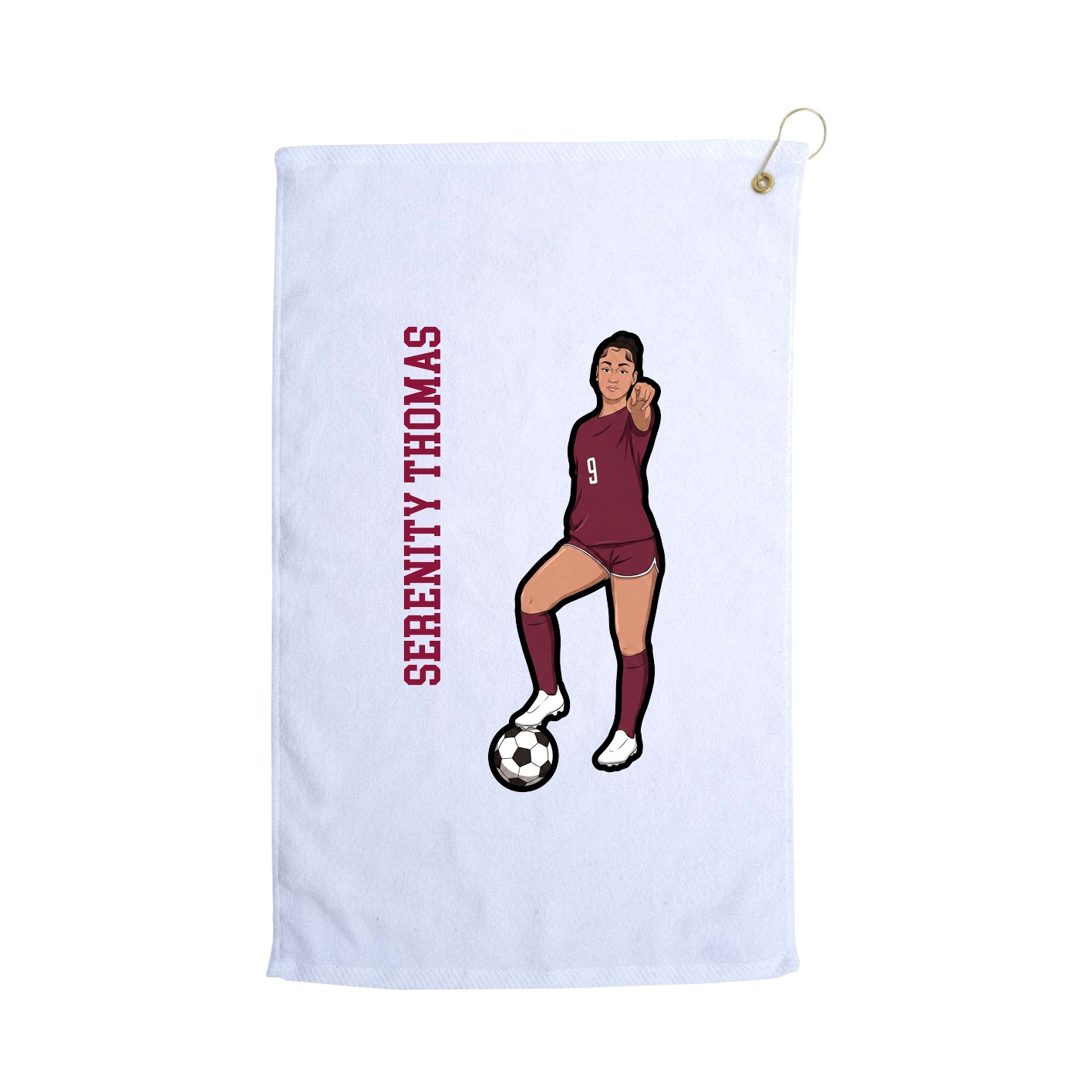 Golf Towel — Name Vertical in White