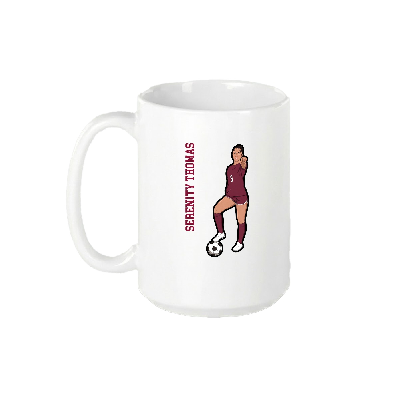 15oz Coffee Mug — Name Vertical in White