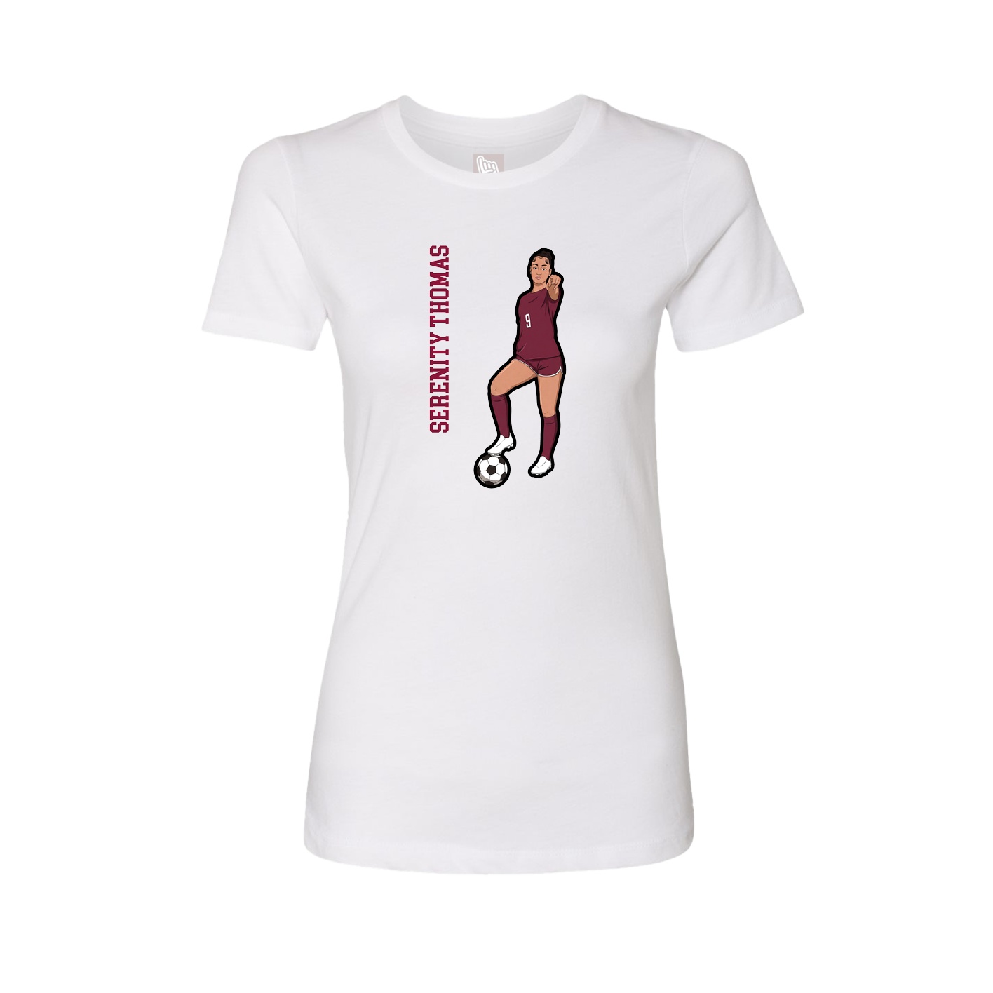 Fitted Women's Tee — Name Vertical in White