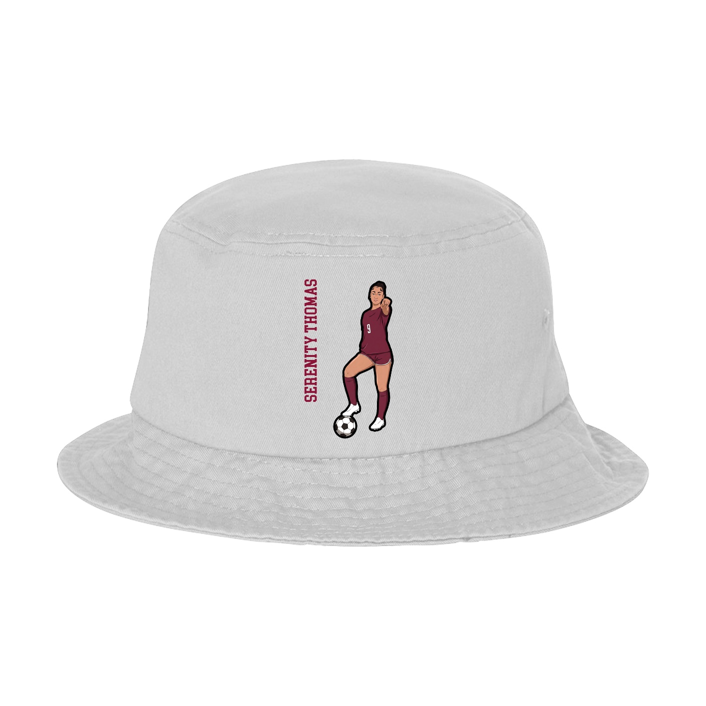 Bucket Cap — Name Vertical in White