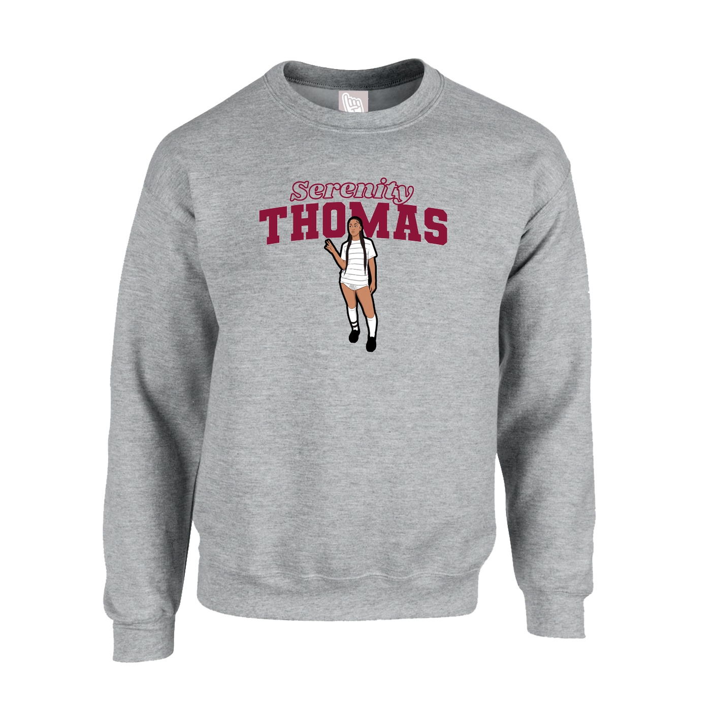 Fleece Crew — Name Arch in Grey