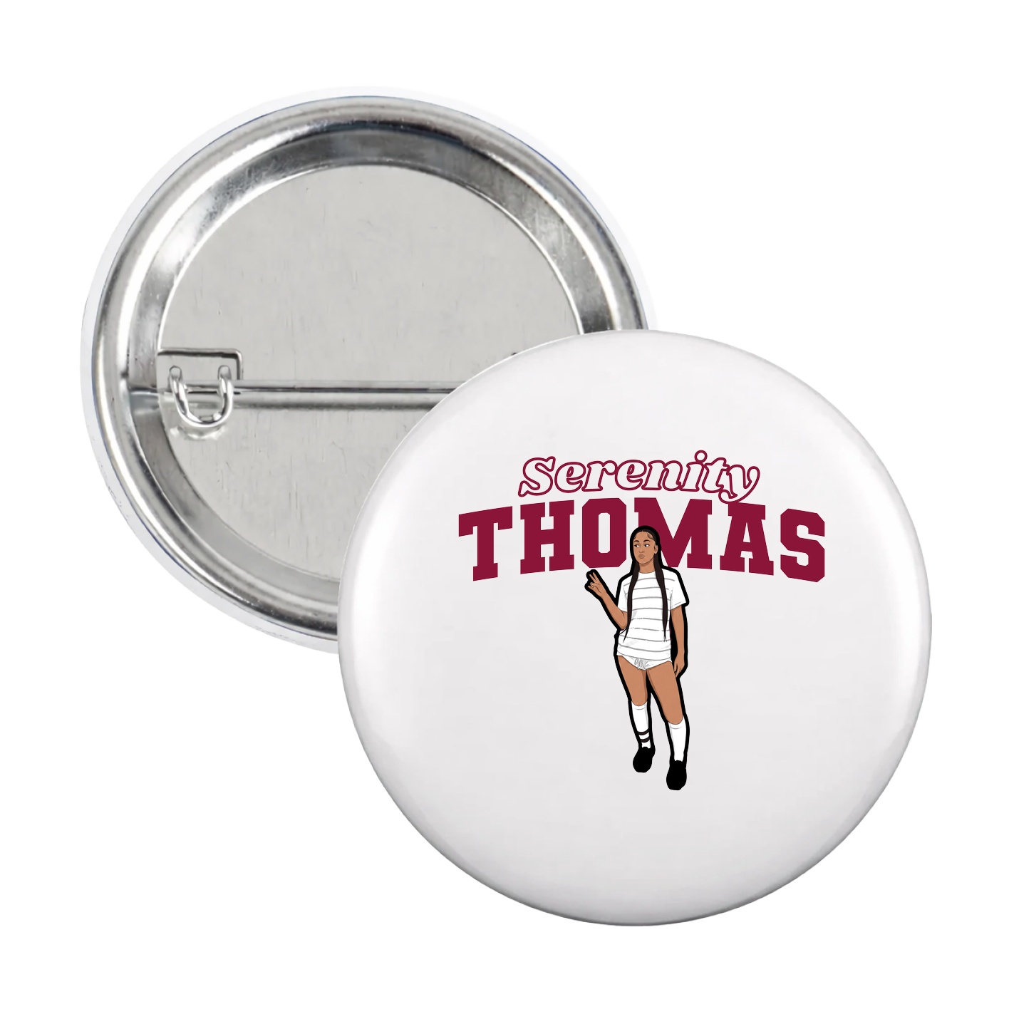 Game Day Button — Name Arch in White